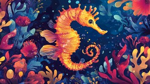 梦幻海洋中的绚丽海马