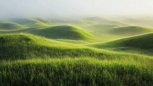 翠绿草原的迷人自然风光