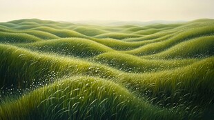 翠绿麦浪田园风光