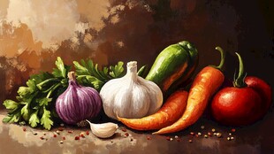 多彩新鲜蔬菜静物组合