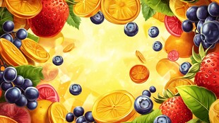缤纷水果环绕的清新画面