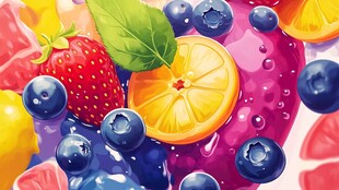缤纷多汁水果插画盛宴