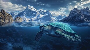 海龟悠游于山海之间