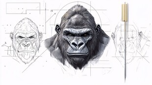 大猩猩头部绘画过程展示