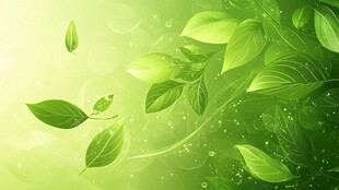 清新绿叶飘动背景图