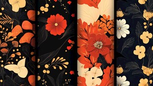 复古花卉图案背景集合