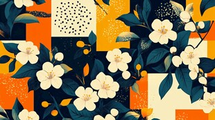 花卉几何图案背景插画