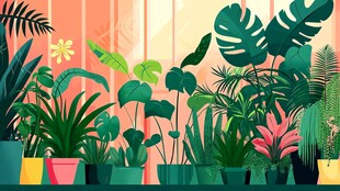 室内多彩盆栽植物景观