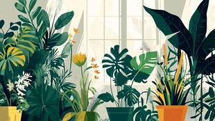 窗台上的多彩绿植世界