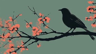 枝头栖鸟赏繁花