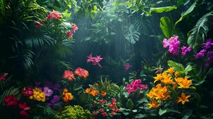 梦幻多彩雨林花卉景观