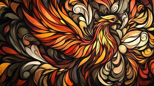 绚丽凤凰的梦幻抽象图案