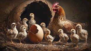 母鸡护雏 新生与守护时刻