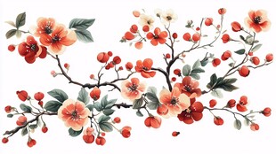 手绘花卉枝条图案设计