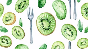水彩风猕猴桃餐具图案设计