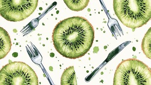 水彩风猕猴桃餐具图案