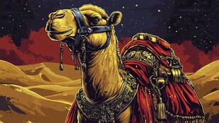 沙漠中的华丽骆驼