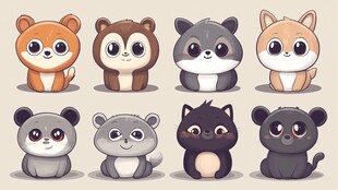 可爱萌趣小动物卡通集合