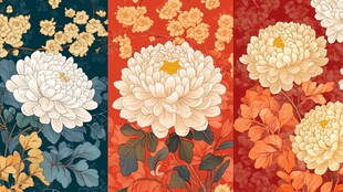 中式花卉图案设计背景图