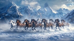 雪域群马奔腾