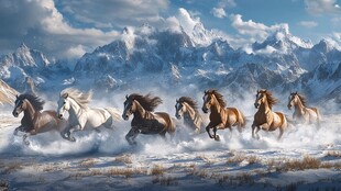 雪域奔马图