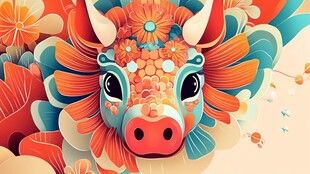多彩牛年插画 牛气满满