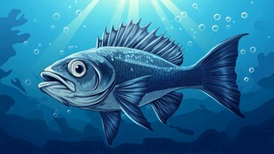 深海蓝鱼的梦幻水下景象