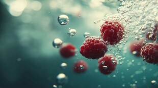 树莓入水溅起晶莹水花