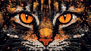 橙瞳黑猫的神秘凝视