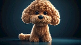 可爱棕色卷毛小狗萌态