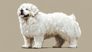 可爱白毛犬站立模样