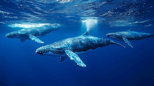 深海中悠游的壮美鲸鱼群