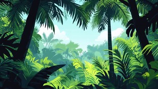 热带丛林绿意盎然景象