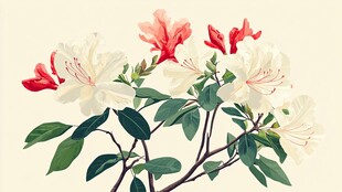 红白杜鹃花插画