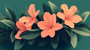 艳丽橘色花朵与绿叶组合
