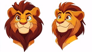 卡通狮子头像表情组图