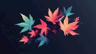 梦幻多彩枫叶插画