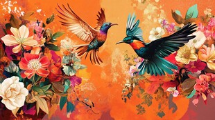 双鸟繁花图