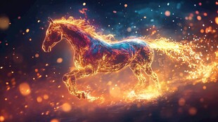 火焰骏马奔腾奇幻画面