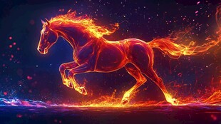 火焰骏马奔腾奇幻画面
