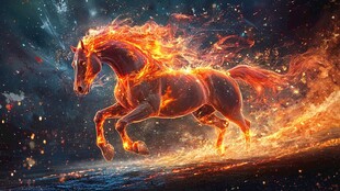 火焰骏马奔腾奇幻景象