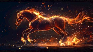 火焰骏马奔腾奇幻场景