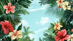 热带花卉与绿植梦幻景象