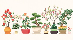 多样盆栽花卉展示