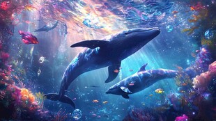 梦幻海底的鲸鱼与海豚奇景