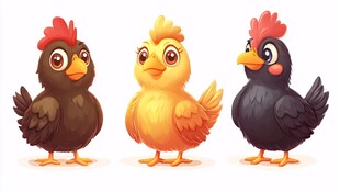 三只可爱的卡通小鸡