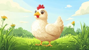 田园中的可爱母鸡