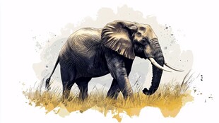 漫步草原的雄伟大象