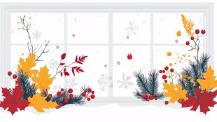 冬日窗边的多彩植物装饰