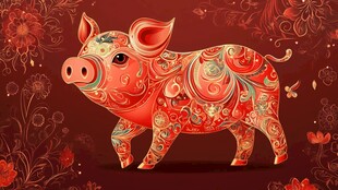 彩绘小猪 传统花纹装饰